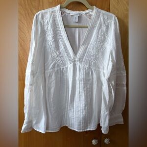 House of Harlow cotton embroidered blouse size L